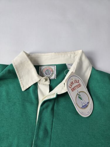 VTG CAPE ISLE KNITTERS RUGBY POLO Color Block THICK LONG SLEEVE 90's MENS L NWT - Picture 3 of 10