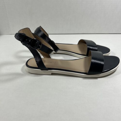 Halston 9,5 Medium Navy Knöchelriemen Leder Sandalen Schuhe - Bild 3 von 5
