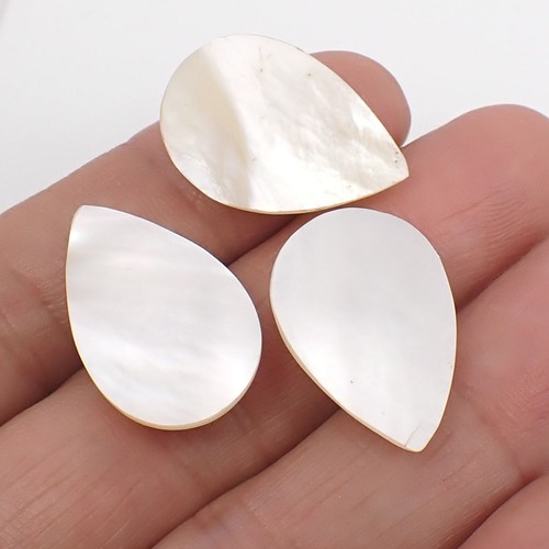 Qty 3 Teardrop 24x16mm Pear Cabochon Natural Mother Of Pearl, 7.0 grams - Afbeelding 3 van 10