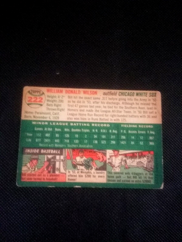 1954 Topps - Bill Wilson #222 (RC),Chicago White Sox, VG,SHIPS FREE - Picture 6 of 6
