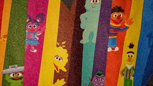 Sesame Street rainbow heart graphic t-shirt Big Bird Bert Ernie Oscar Cookie tee - Picture 5 of 6