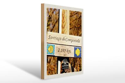 Holzschild Reise 30x40 cm Spanien Santiago de Compostela Urlaub