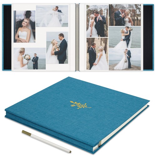 Self Adhesive Photo Album Sky Blue Scrapbook Album with DIY 60 Blank Pages We...