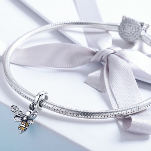 Auténtico brazalete de plata de ley 925 con dijes de circonita cúbica transparente ajuste de cuentas para mujeres niñas - Imagen 17 de 437