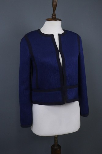 SANDRO Blue Long Sleeve Trim Collarless Blazer Jacket Size 36 - Picture 7 of 14