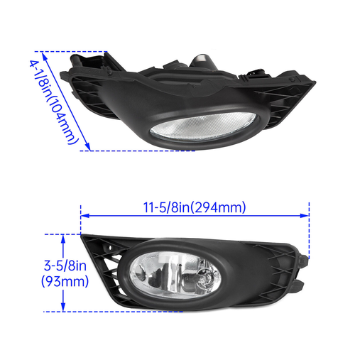 Fog Lights Assembly For 2009 2010 2011 Honda Civic Sedan W/Bulb+Wiring+Switch - Picture 10 of 18