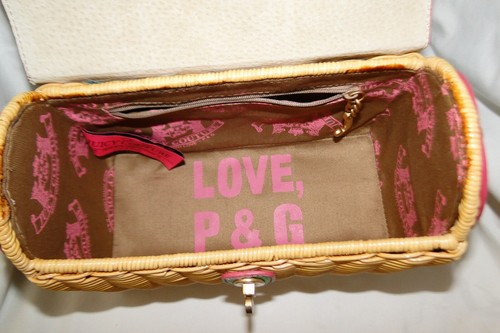 Juicy Couture Stroh Korb grün Leder Schal Lunchbox Stil Handtasche - Bild 11 von 15