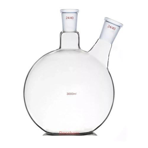 3000ml,24/40,2-Neck, Flat Bottom Glass Flask,3L,Twins Necks,Lab Chemical Vessel - Picture 6 of 6