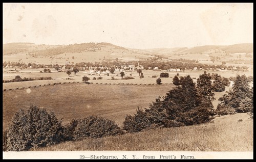Sherburne, Nueva York, vista aérea desde la granja de Pratt, foto real postal RPPC - Imagen 1 de 6