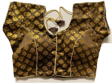 BROWN NEW Readymade Designer Sari Saree Blouse Choli BROCADE SLEEVES DORI 36"