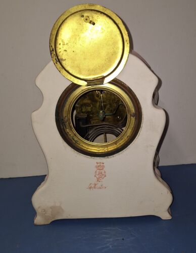 ANTIQUE ANSONIA ROYAL BONN "LA HONTAN 8 DAY PORCELAIN MANTEL CHIME CLOCK WORKING - Picture 18 of 21