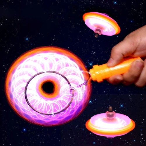 LED Magnetic Spinning Top Toy Colorful Hand Cranked Flashing Creative Kids Gift - Picture 2 of 8