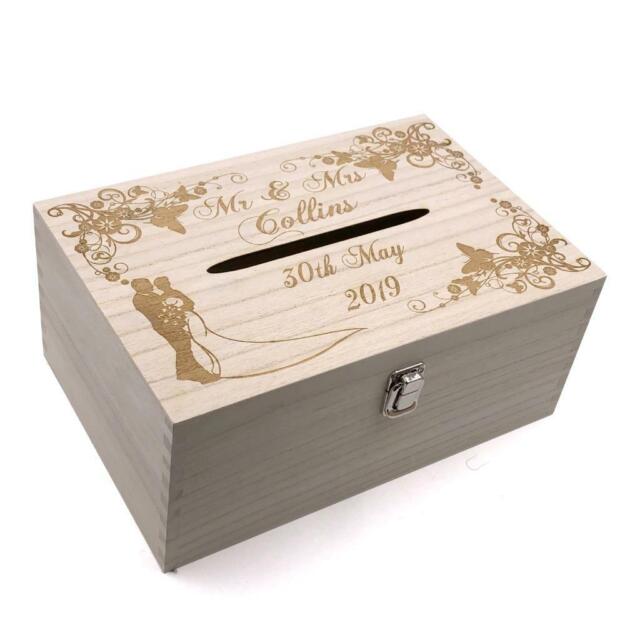 Personalised Wedding Wooden Post Box with Slot Cards Drop in Memory Box HB-85 Personalised Wedding Wooden Post Box with Slot Cards Drop in Memory Box HB-85