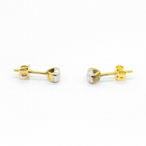 18ct 18k Two Tone Gold Brilliant Cut Diamond Stud Earrings 0.12ct. Brand New - Picture 3 of 8