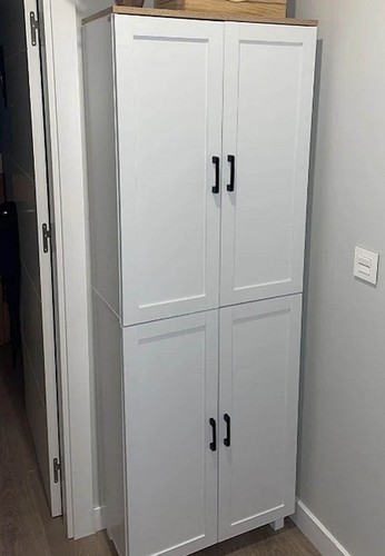 Tall Kitchen Larder Cupboard Cabinet Pantry Utility Modern Furniture White Slim - Picture 4 of 5