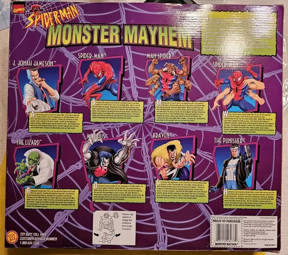 1998 TOY BIZ The Amazing SPIDER-MAN MONSTER MAYHEM 8 FIGURE