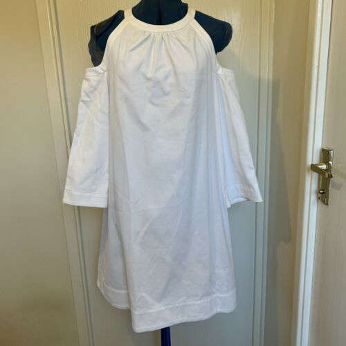 Vestido Ted Baker Para Mujer Reino Unido S Blanco Corte Hombro Algodón Vestido 99 Totalmente Nuevo - Imagen 2 de 23