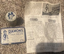 2 Ramon’s Laxative Tablets with bile salts tin lot Brown’s MFG With Instructions