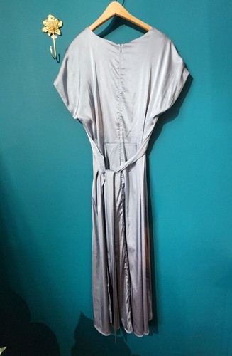 Gorgeous Women's Summer Satin Cap Sleeve Wrap Elegant A-Line Flowy Wedding Guest - Picture 7 of 16
