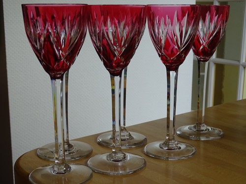 SAINT LOUIS 6 GRANDS VERRES A VIN DU RHIN ROEMER CRISTAL MONACO ROUGE 21,5 cm - Picture 14 of 15