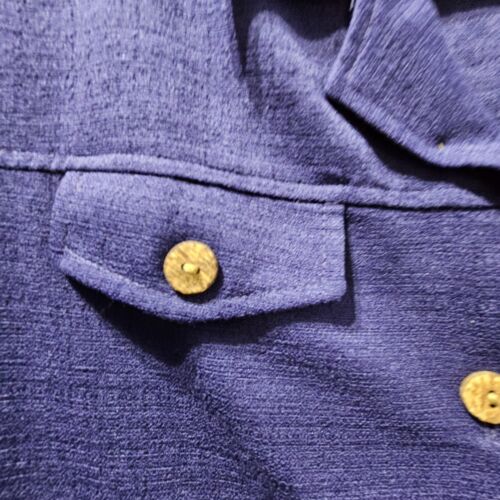 Vintage Dana Kay Shirt Dress Rayon Blend Women Size 14 Blue/Purple Wood Buttons - Picture 3 of 8
