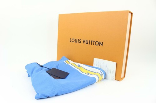 Louis Vuitton Virgil Abloh Men's XXL Blue Mesh Sporty Patch Shorts Sports 118lv2 - Picture 2 of 12