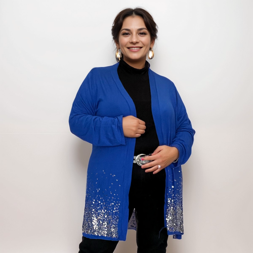 ROCKTHOSECURVES WOMENS JACKET CARDIGAN SEQUIN HEM OPEN FRONT PARTY EVENING PLUS - Picture 32 of 41