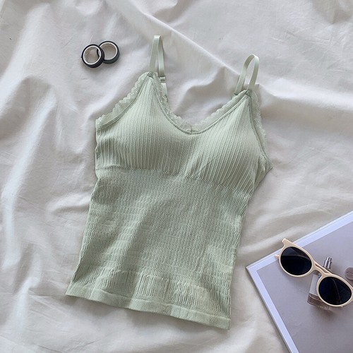 Women Camisole with Built in Shelf Bra Spaghetti Strap Vest Tank Top T shirt | - Picture 66 of 68
