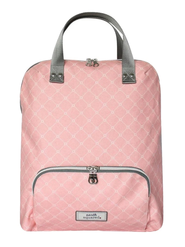 Earth Squared Fair Trade Oil Cloth Backpack Rucksack Bag Pink Sorbet - Image 2 of 3