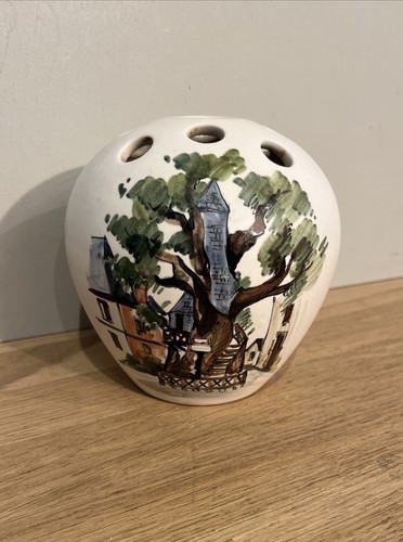 Vase Bouquetière Pique-fleurs Rond Décor Main Chêne D’Allouville-Bellefosse