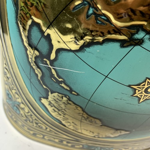 MCM J.L. Clark Pattumiera Latta Mappa Mappamondo Metallizzato Terra Goffrata Cestino Leggi - Foto 7 di 11