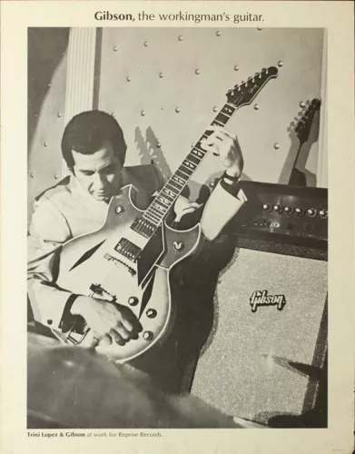 Gibson, The Workingman's Guitar Trini Lopez Deluxe 1967 Promo Poster Reprise