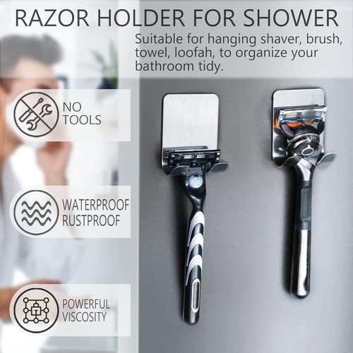 4-Pack Razor Holder for Shower Wall Heavy Duty Stainless Steel Bathroom Kitchen - Bild 4 von 7