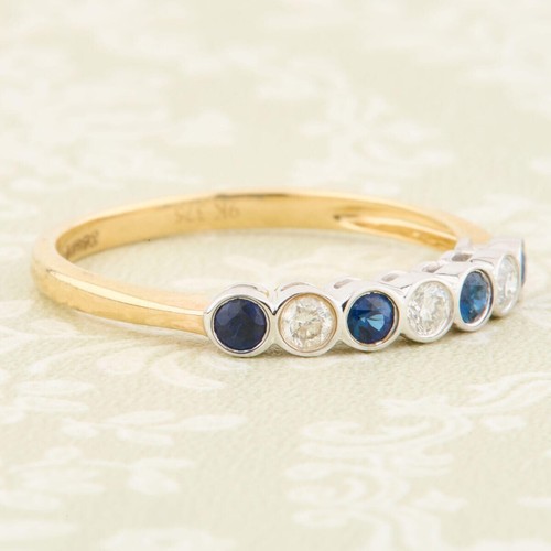 Sapphire Diamond Eternity Ring 9ct Gold Size M - Picture 4 of 9
