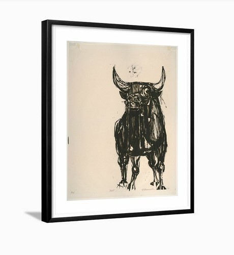 Der Stier 1954 Holzschnitt Kunstdruck gerahmt - Bild 1 von 3