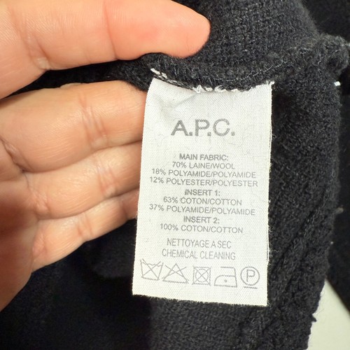 A.P.C Top Summit Half Zip Wool Sweater Black Winter Sherpa size S Casual Warm - Picture 4 of 6
