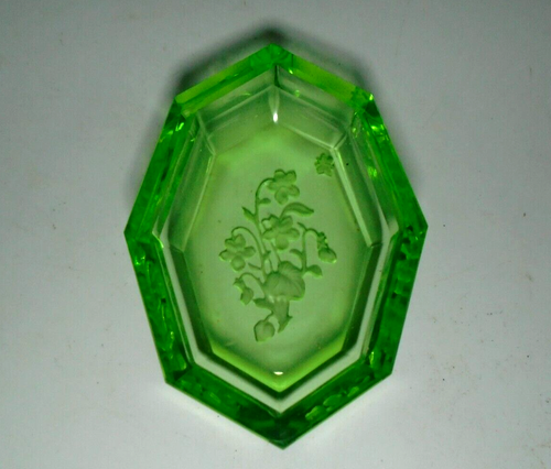 Art Deco Glas Intaglio offen Salz, Blumenspray & Schmetterling; Heinrich Hoffmann