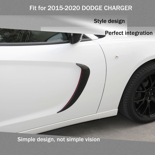 Carbon Fiber Style Front Door Side Fender Scoops Fin Vent Tirm for Dodge Charger - Picture 5 of 10