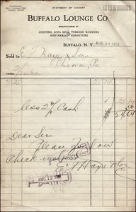 1918 Billhead Buffalo Ny Buffalo Lounge Co Couches Sofa Beds