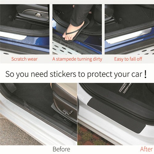 4x Carbon Fiber Car Door Plate Sill Scuff Sticker Anti Scratch Decal Accessories - Picture 11 of 11