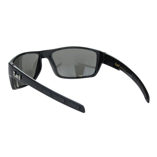 Locs Sunglasses Mens Wrap Around Rectangular Gangster Style Black UV 400 - Picture 3 of 4