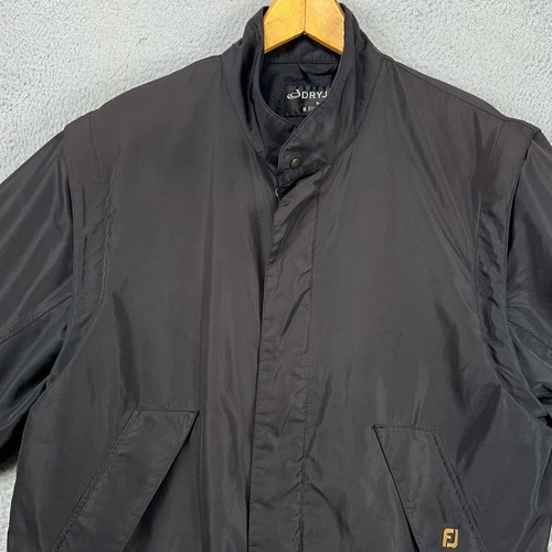 DryJoys FootJoy Windbreaker Jacket Adult Large Black Full Zip Snap Pockets Mens