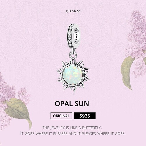 Ciondolo pendente sole opale vero argento sterling 925 π - Foto 11 di 11