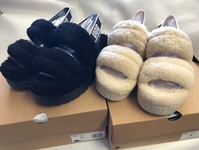 UGG Womens Oh Fluffita Slipper 1120876 NATURAL AND BLACK