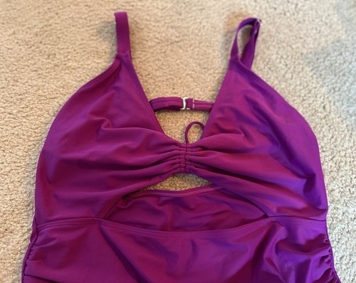 Daci Übergröße Ausschnitt Einteiler Badeanzug Damen 18W Fuchsia Rüschen Neu ohne Etikett! - Bild 4 von 13