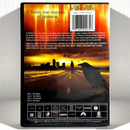 Stephen King's - The Stand (2-Disc DVD, 1994, Full Screen) Rob Lowe  Gary Sinise - Picture 2 of 4