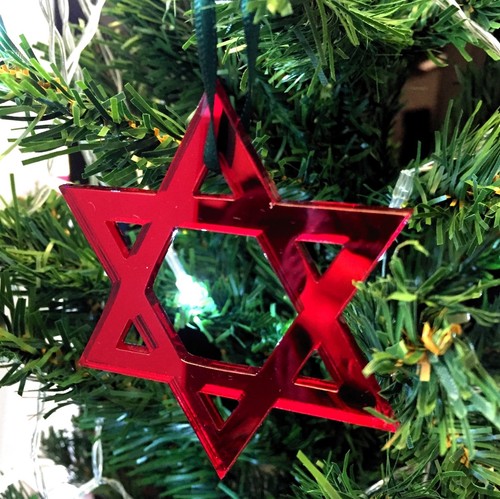 Star of David Christmas Tree Decorations - Pack of Ten x 7cm - Various Colours - Picture 3 of 12