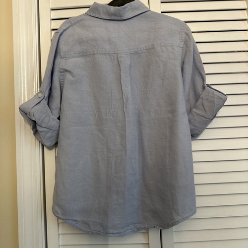 Janie and Jack Boys BLUE Size 8 Linen Cotton Button Up Dress Shirt - Picture 4 of 4