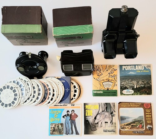 LARGE LOT OF VINTAGE SAWYER'S VIEWMASTER VIEWERS AND REELS