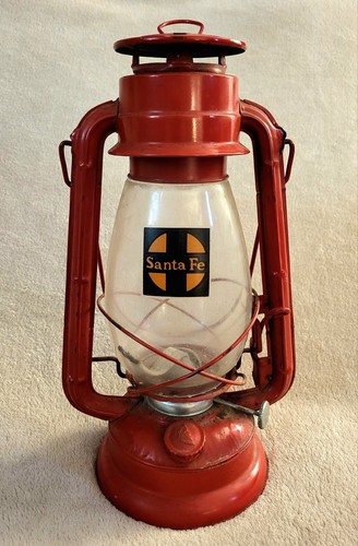 Santa Fe Railroad Red Lantern Train Clear Glass Globe - Picture 2 of 11